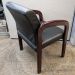 Mahogany Wood Guest Chair w/ Black Leather